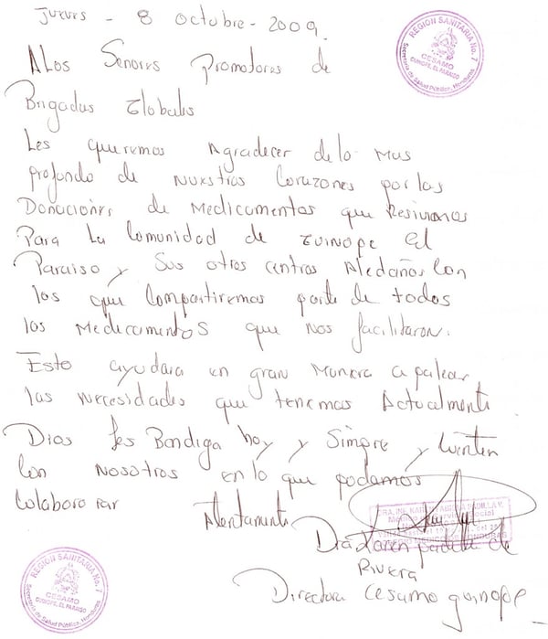 Thank You Letter from Cesamo